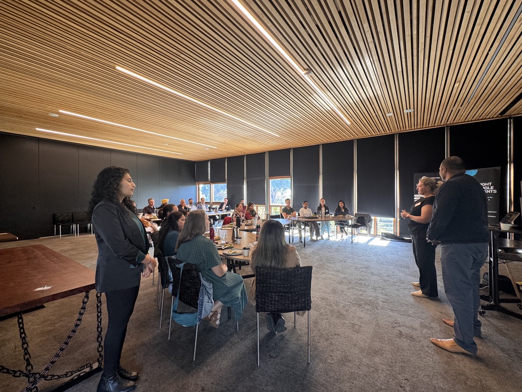 Wide view of the full room at a BGN Cranbourne breakfast, members seated around the tables